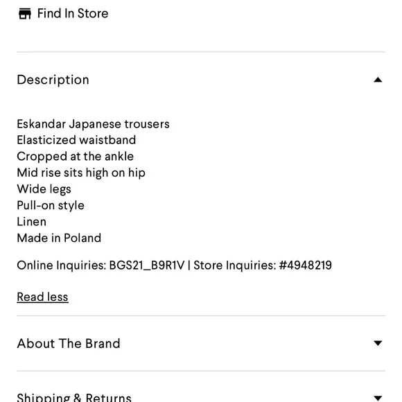 Eskandar sz 3 Japanese Trouser 100% Linen Pants Wide Leg Dark Navy US XL ? - Picture 4 of 12